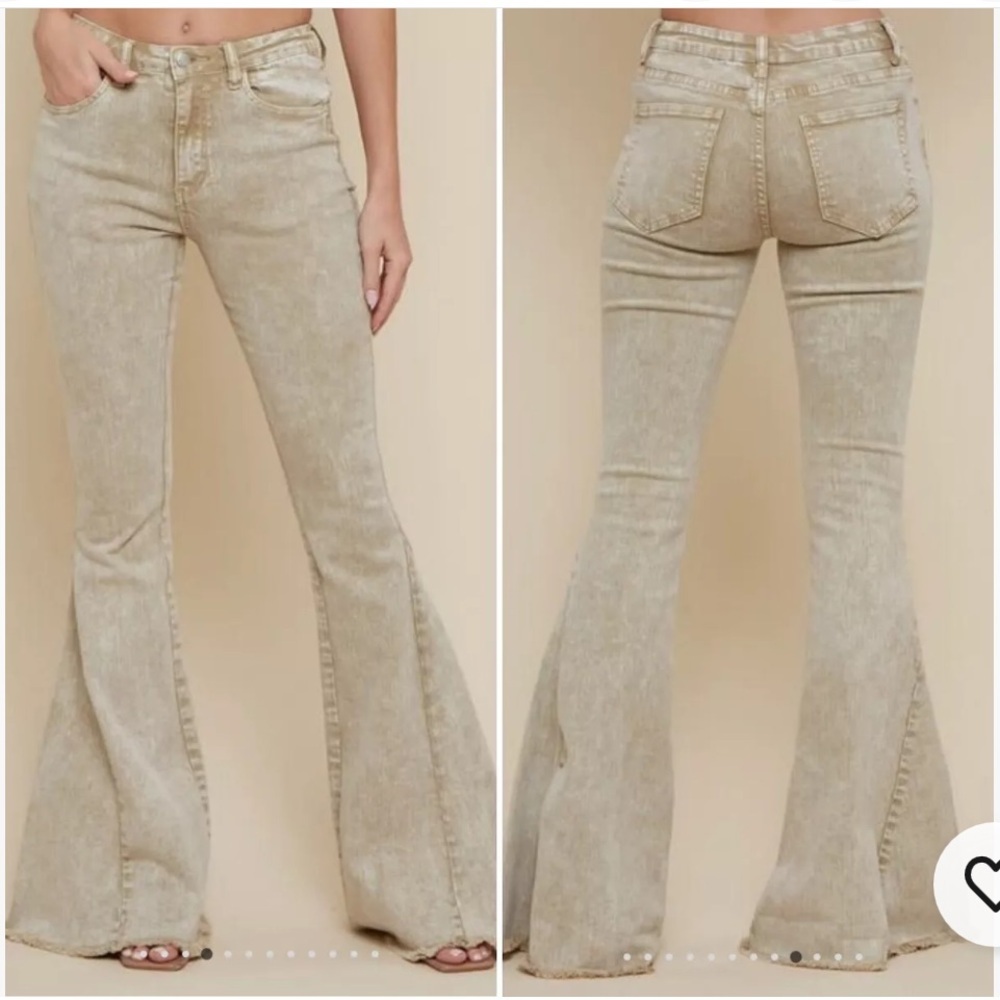 🟣Flared Tan Denim Jeans - Picture 2 of 10